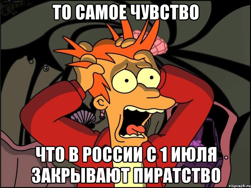 то самое чувство что в россии с 1 июля закрывают пиратство, Мем Фрай в панике