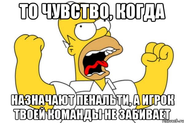 то чувство, когда назначают пенальти, а игрок твоей команды не забивает, Мем Разъяренный Гомер