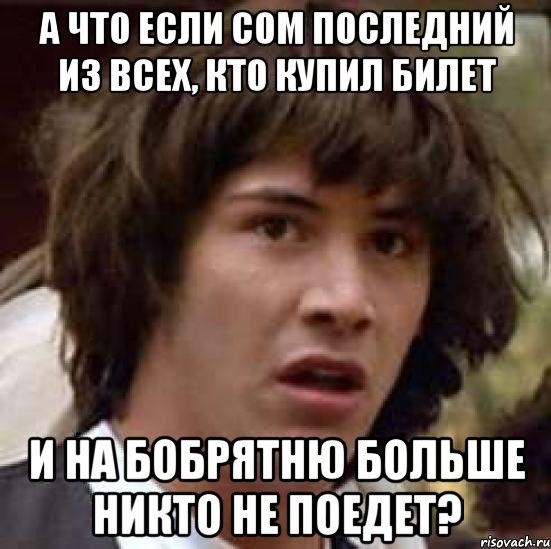 а что если сом последний из всех, кто купил билет и на бобрятню больше никто не поедет?, Мем А что если (Киану Ривз)