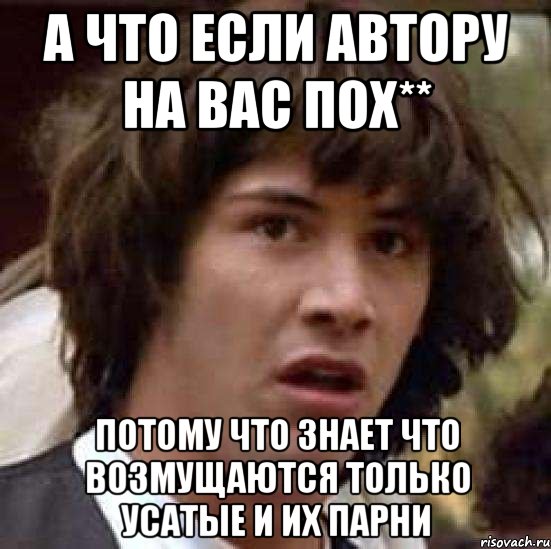 а что если автору на вас пох** потому что знает что возмущаются только усатые и их парни, Мем А что если (Киану Ривз)