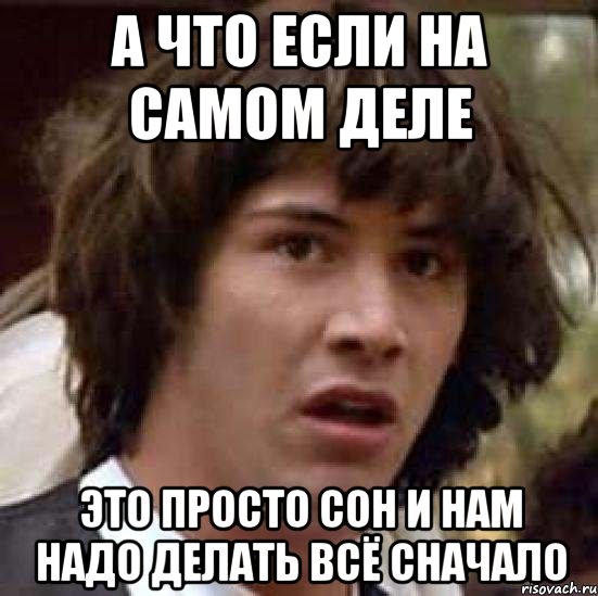 а что если на самом деле это просто сон и нам надо делать всё сначало, Мем А что если (Киану Ривз)