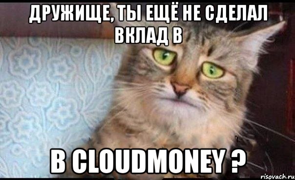 дружище, ты ещё не сделал вклад в в cloudmoney ?