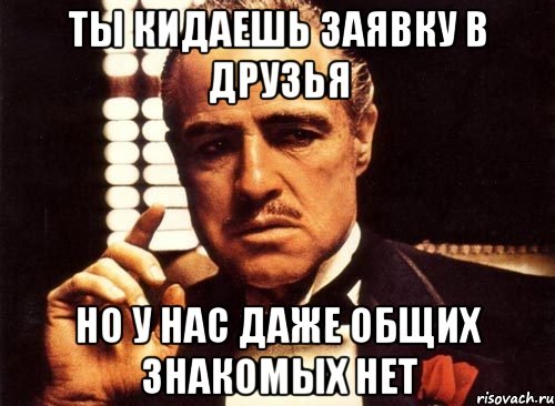 ты кидаешь заявку в друзья но у нас даже общих знакомых нет, Мем крестный отец