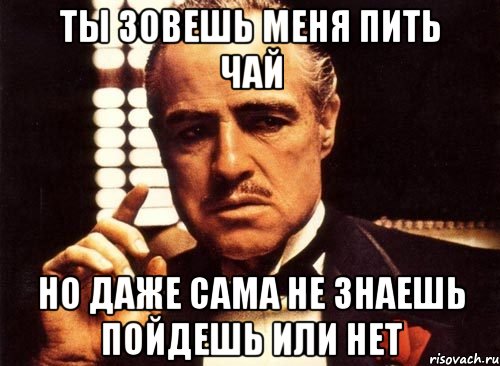 ты зовешь меня пить чай но даже сама не знаешь пойдешь или нет, Мем крестный отец