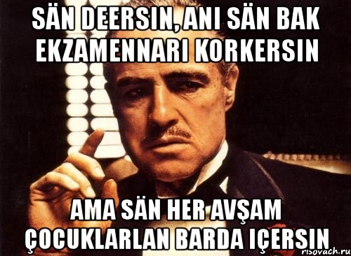 sän deersin, ani sän bak ekzamennarı korkersın ama sän her avşam çocuklarlan barda içersin, Мем крестный отец