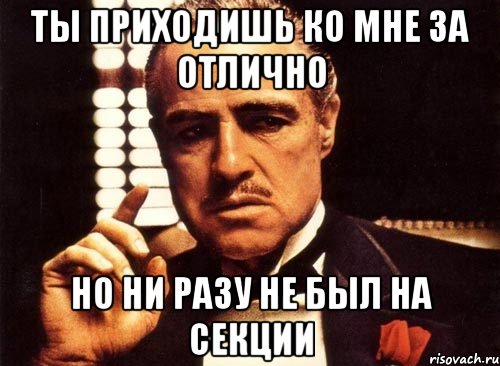 ты приходишь ко мне за отлично но ни разу не был на секции, Мем крестный отец