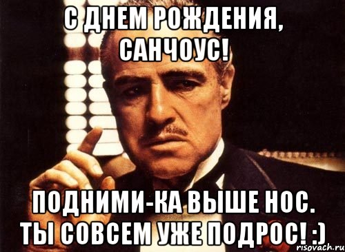 с днем рождения, санчоус! подними-ка выше нос. ты совсем уже подрос! :), Мем крестный отец