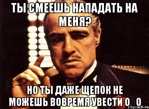 ты смеешь нападать на меня? но ты даже щепок не можешь вовремя увести о_о, Мем крестный отец