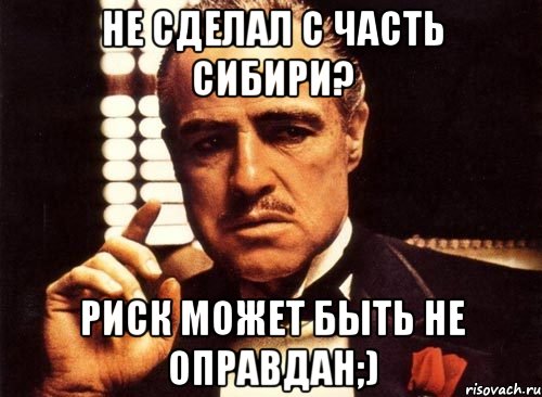 не сделал с часть сибири? риск может быть не оправдан;), Мем крестный отец