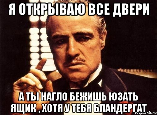 я открываю все двери а ты нагло бежишь юзать ящик , хотя у тебя бландергат, Мем крестный отец