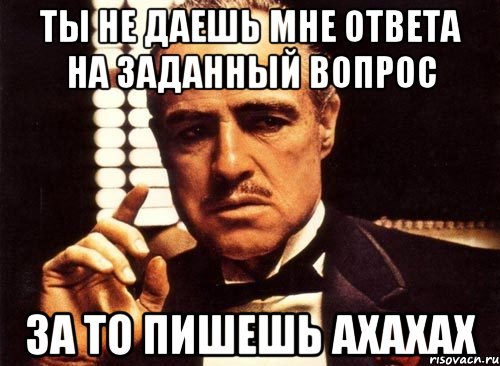 ты не даешь мне ответа на заданный вопрос за то пишешь ахахах, Мем крестный отец