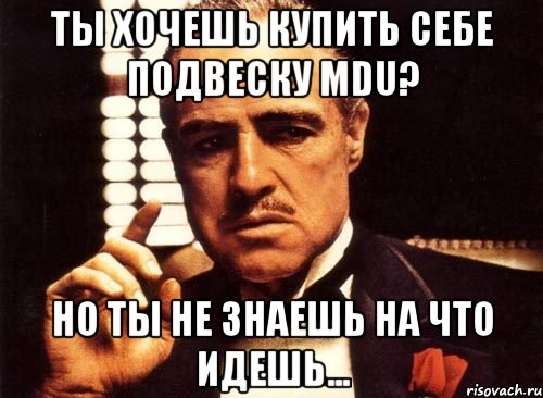 ты хочешь купить себе подвеску mdu? но ты не знаешь на что идешь..., Мем крестный отец