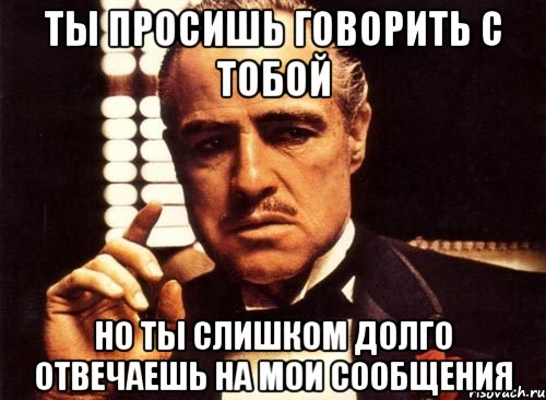 ты просишь говорить с тобой но ты слишком долго отвечаешь на мои сообщения, Мем крестный отец