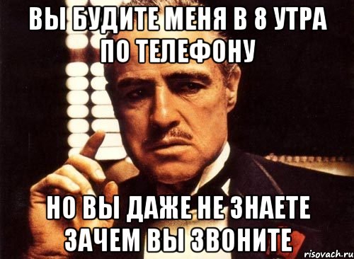 вы будите меня в 8 утра по телефону но вы даже не знаете зачем вы звоните, Мем крестный отец