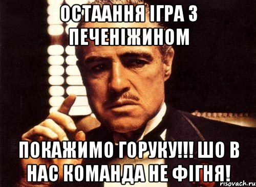 остаання ігра з печеніжином покажимо горуку!!! шо в нас команда не фігня!, Мем крестный отец