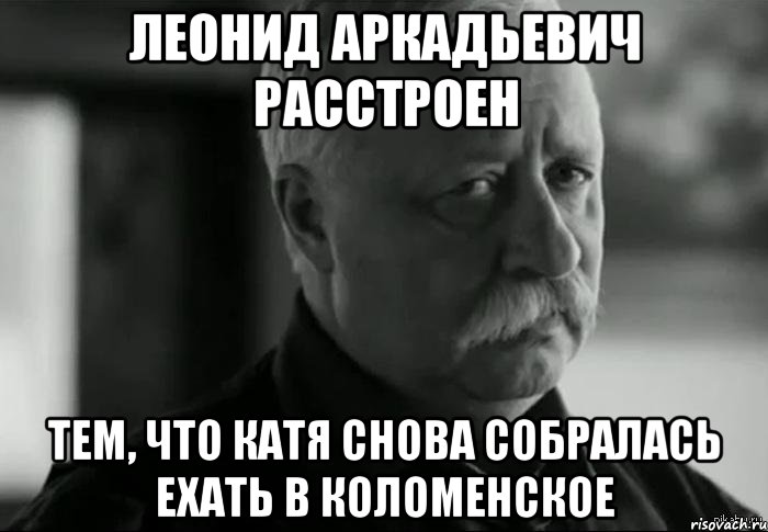 леонид аркадьевич расстроен тем, что катя снова собралась ехать в коломенское, Мем Не расстраивай Леонида Аркадьевича