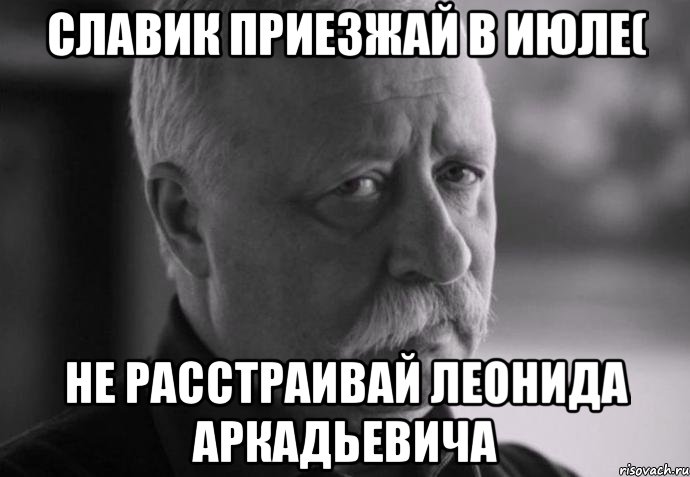 славик приезжай в июле( не расстраивай леонида аркадьевича, Мем Не расстраивай Леонида Аркадьевича