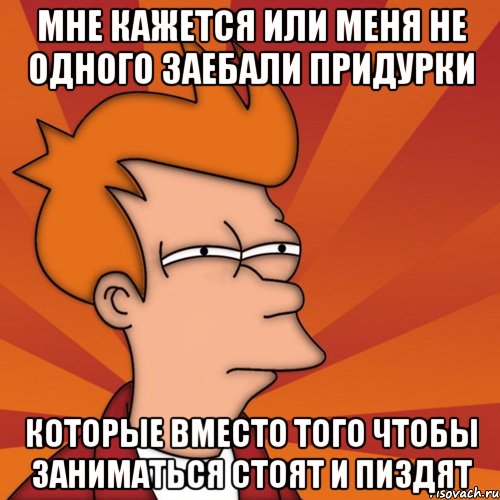 мне кажется или меня не одного заебали придурки которые вместо того чтобы заниматься стоят и пиздят, Мем Мне кажется или (Фрай Футурама)