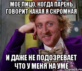 мое лицо, когда парень говорит какая я скромная и даже не подозревает что у меня на уме, Мем мое лицо