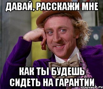 давай, расскажи мне как ты будешь сидеть на гарантии, Мем мое лицо