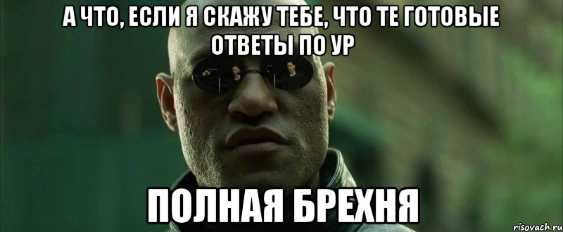 а что, если я скажу тебе, что те готовые ответы по ур полная брехня, Мем  морфеус