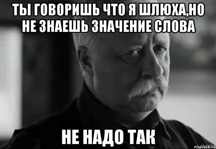 ты говоришь что я шлюха,но не знаешь значение слова не надо так, Мем Не расстраивай Леонида Аркадьевича