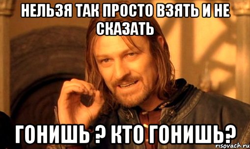 нельзя так просто взять и не сказать гонишь ? кто гонишь?, Мем Нельзя просто так взять и (Боромир мем)