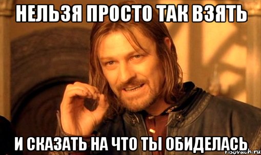 нельзя просто так взять и сказать на что ты обиделась, Мем Нельзя просто так взять и (Боромир мем)