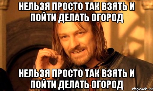 нельзя просто так взять и пойти делать огород нельзя просто так взять и пойти делать огород, Мем Нельзя просто так взять и (Боромир мем)