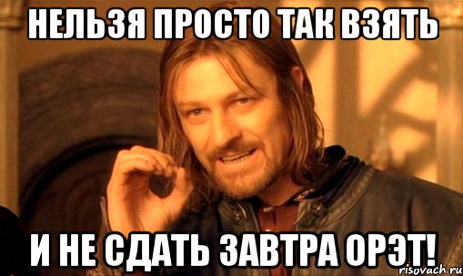 нельзя просто так взять и не сдать завтра орэт!, Мем Нельзя просто так взять и (Боромир мем)