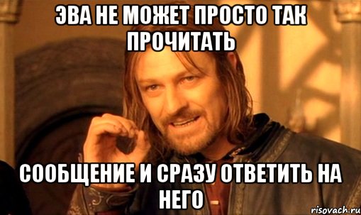 эва не может просто так прочитать сообщение и сразу ответить на него, Мем Нельзя просто так взять и (Боромир мем)