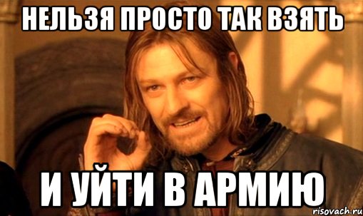 нельзя просто так взять и уйти в армию, Мем Нельзя просто так взять и (Боромир мем)