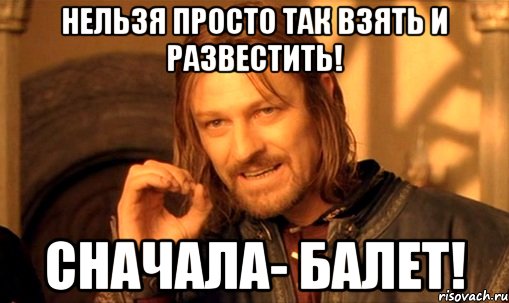 нельзя просто так взять и развестить! сначала- балет!, Мем Нельзя просто так взять и (Боромир мем)