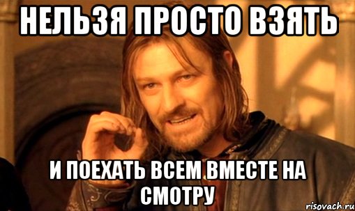 нельзя просто взять и поехать всем вместе на смотру, Мем Нельзя просто так взять и (Боромир мем)