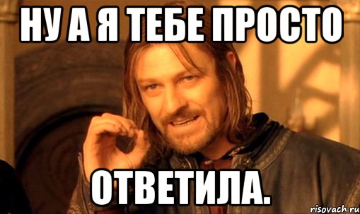 ну а я тебе просто ответила., Мем Нельзя просто так взять и (Боромир мем)