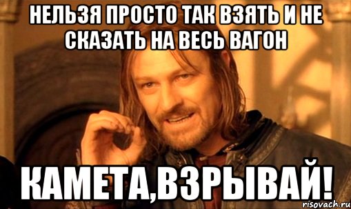 нельзя просто так взять и не сказать на весь вагон камета,взрывай!, Мем Нельзя просто так взять и (Боромир мем)