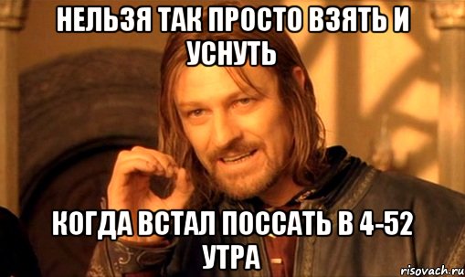 нельзя так просто взять и уснуть когда встал поссать в 4-52 утра, Мем Нельзя просто так взять и (Боромир мем)