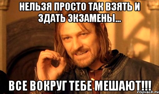 нельзя просто так взять и здать экзамены... все вокруг тебе мешают!!!, Мем Нельзя просто так взять и (Боромир мем)