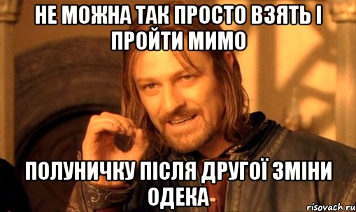 не можна так просто взять і пройти мимо полуничку після другої зміни одека, Мем Нельзя просто так взять и (Боромир мем)