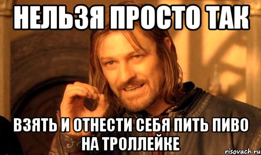 нельзя просто так взять и отнести себя пить пиво на троллейке, Мем Нельзя просто так взять и (Боромир мем)