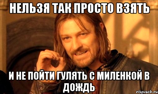 нельзя так просто взять и не пойти гулять с миленкой в дождь, Мем Нельзя просто так взять и (Боромир мем)