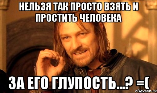 нельзя так просто взять и простить человека за его глупость...? =(, Мем Нельзя просто так взять и (Боромир мем)