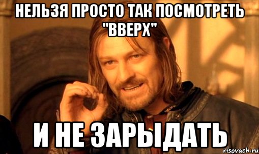 нельзя просто так посмотреть "вверх" и не зарыдать, Мем Нельзя просто так взять и (Боромир мем)