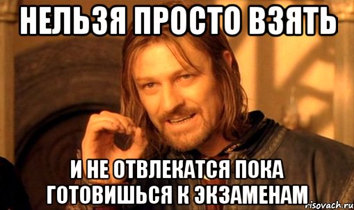 нельзя просто взять и не отвлекатся пока готовишься к экзаменам, Мем Нельзя просто так взять и (Боромир мем)