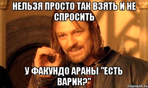 нельзя просто так взять и не спросить у факундо араны "есть варик?", Мем Нельзя просто так взять и (Боромир мем)