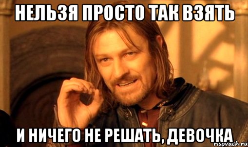 нельзя просто так взять и ничего не решать, девочка, Мем Нельзя просто так взять и (Боромир мем)