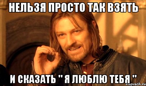 нельзя просто так взять и сказать " я люблю тебя ", Мем Нельзя просто так взять и (Боромир мем)