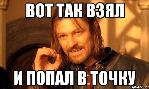 вот так взял и попал в точку, Мем Нельзя просто так взять и (Боромир мем)