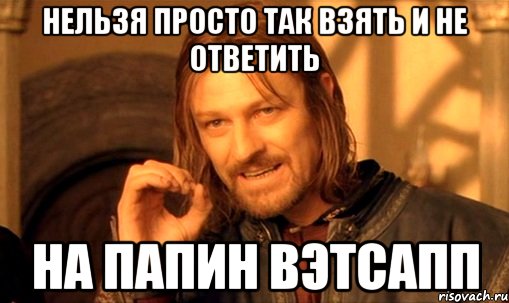 нельзя просто так взять и не ответить на папин вэтсапп, Мем Нельзя просто так взять и (Боромир мем)