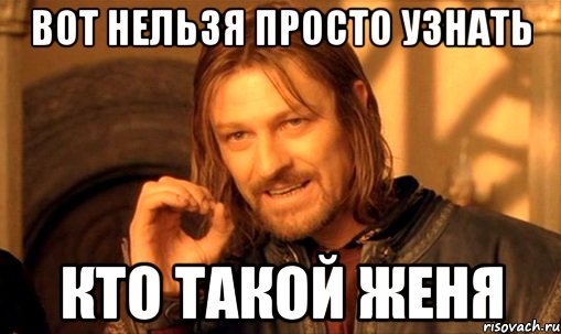 вот нельзя просто узнать кто такой женя, Мем Нельзя просто так взять и (Боромир мем)